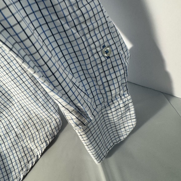 Men's IZOD Blue Long Sleeve Checkered Dress Shirt Size Large 100% Cotton - Picture 9 of 13